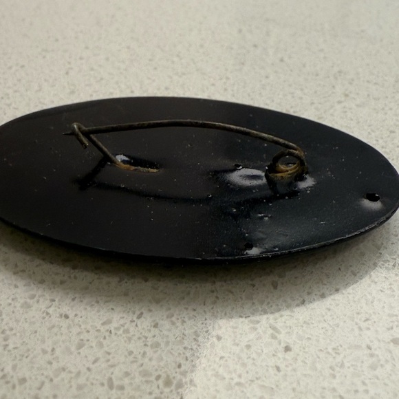 Vintage Brooch Pin Russian Hand Painted Lacquer Flowers Floral Oval - Picture 6 of 8